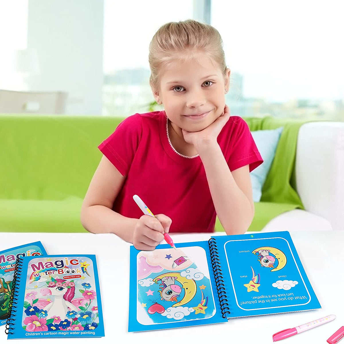 Set 3 Cărți Magice Reutilizabile de Colorat cu Apă | Coloris