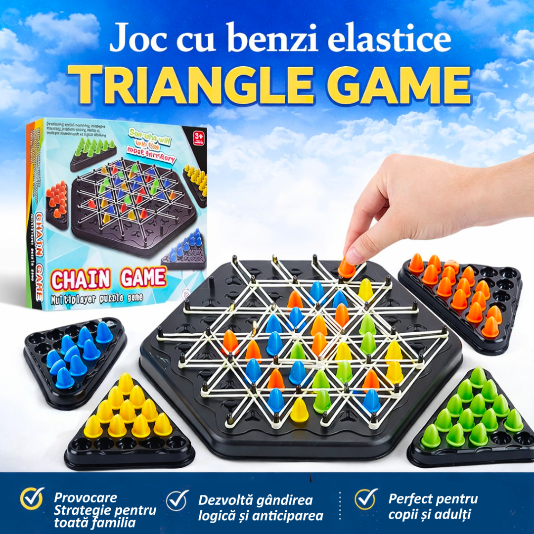 Joc strategic educativ cu benzi elastice | TRIANGLE GAME